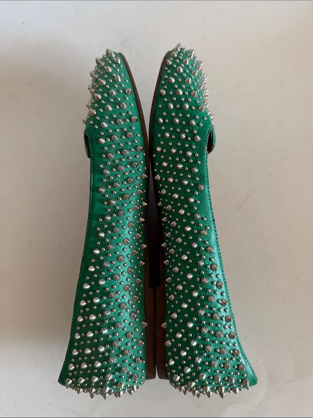 Jeffrey Campbell Green Studded Pointed Toe Flats